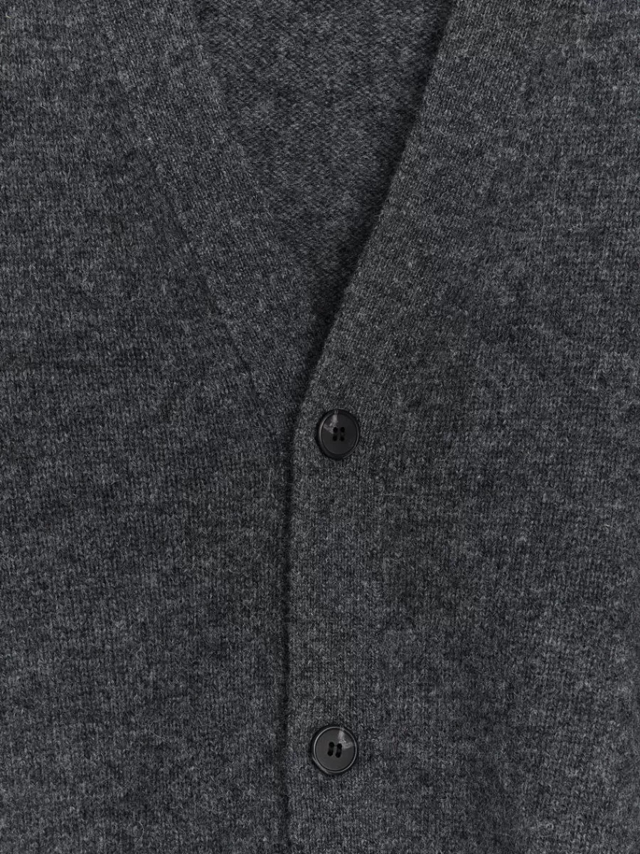 Outlet ARKET V-Neck Wool Cardigan Dark Grey