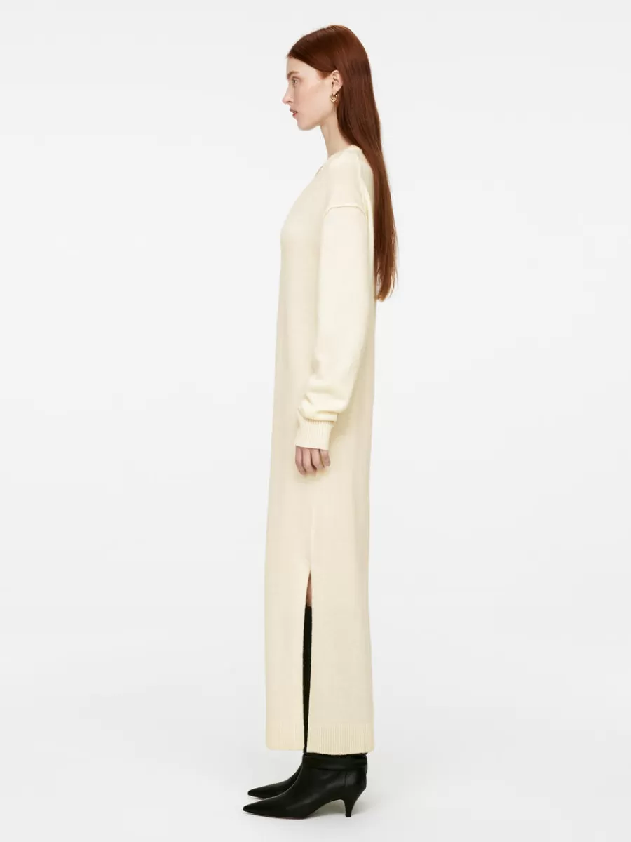 Shop ARKET V-Neck Wool Dress Off White