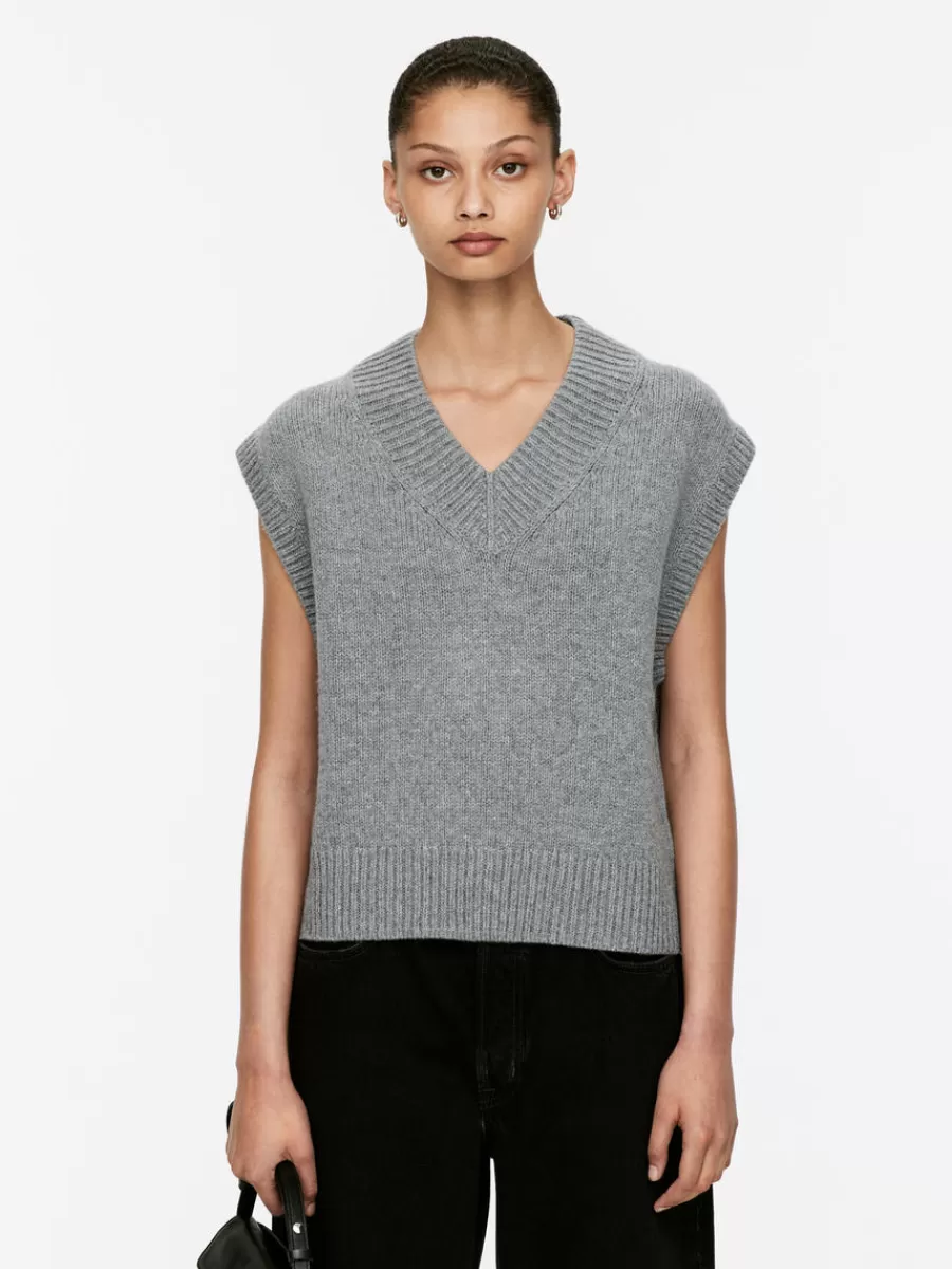 Shop ARKET V-Neck Wool Vest Grey