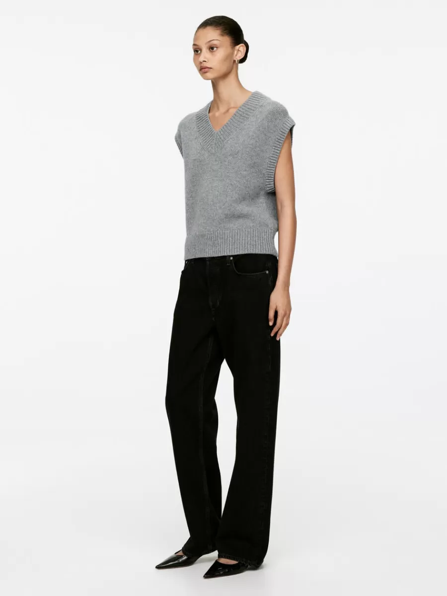 Shop ARKET V-Neck Wool Vest Grey