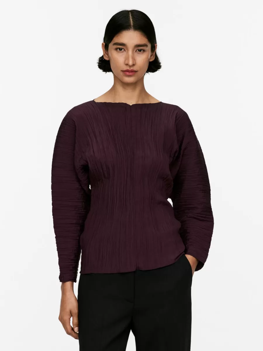 Flash Sale ARKET Volume-Sleeve Plissé Top Burgundy