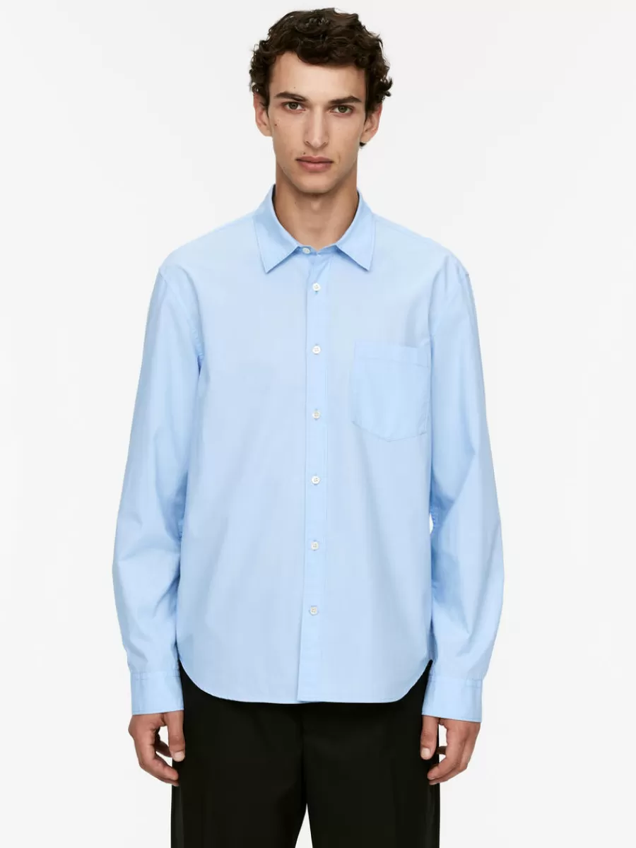 Online ARKET Washed Poplin Shirt Light Blue