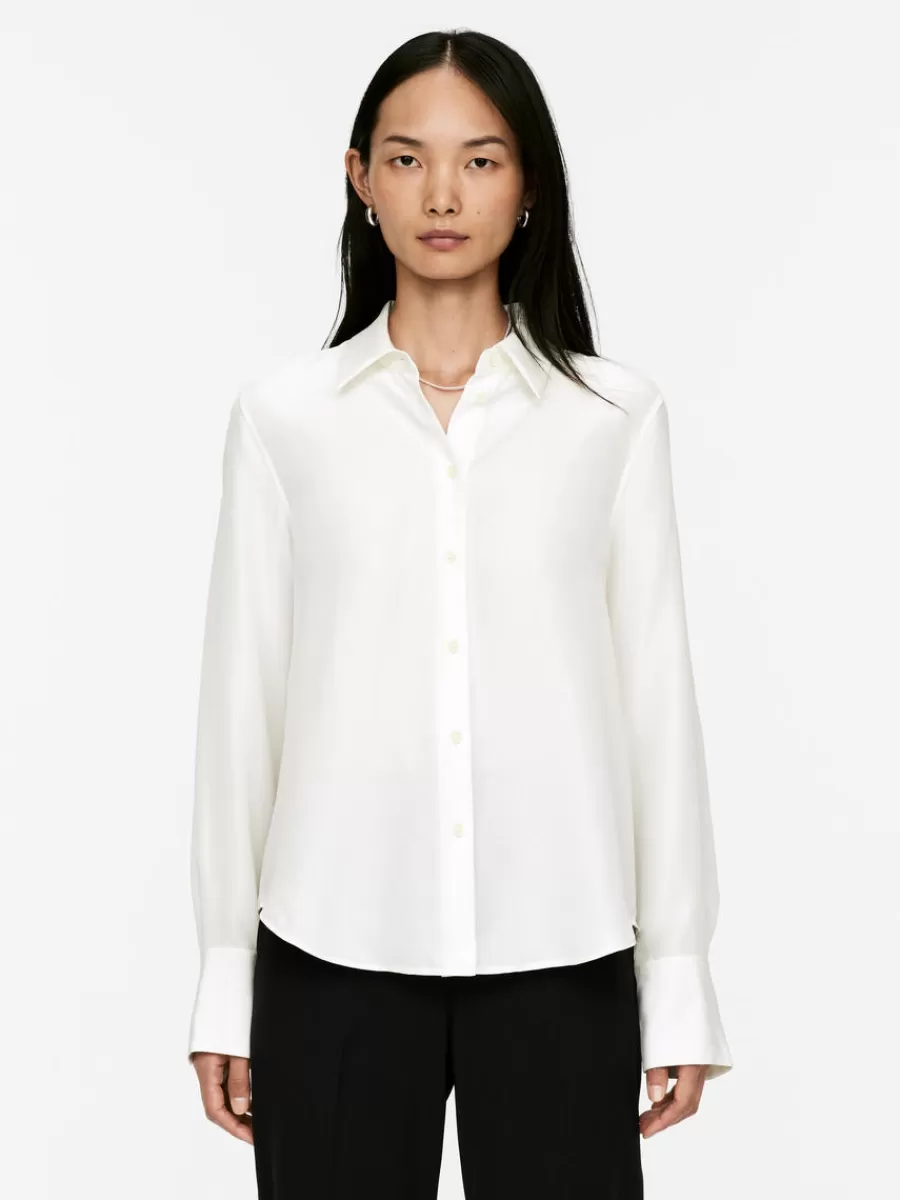 Sale ARKET Washed Silk Shirt Off White