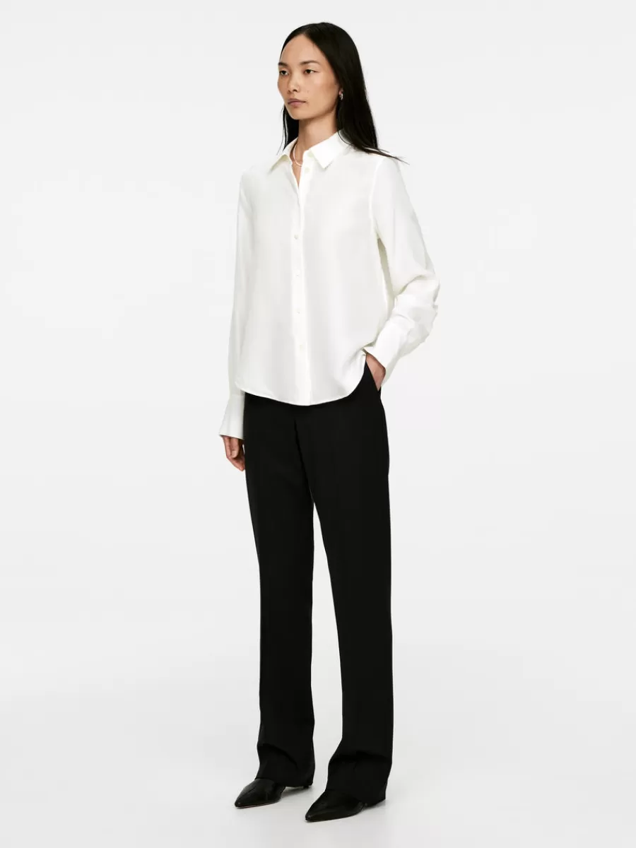 Sale ARKET Washed Silk Shirt Off White