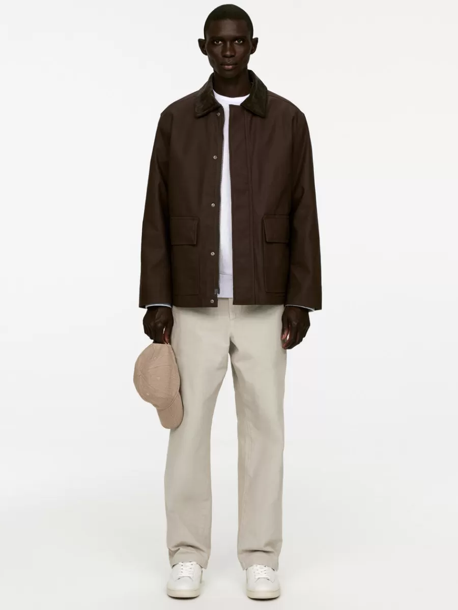 Shop ARKET Waxed Cotton Jacket Dark Brown