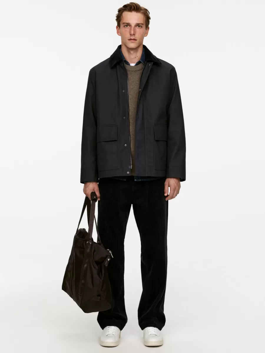 Outlet ARKET Waxed Cotton Jacket Dark Blue