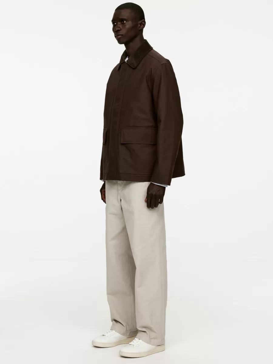 Shop ARKET Waxed Cotton Jacket Dark Brown