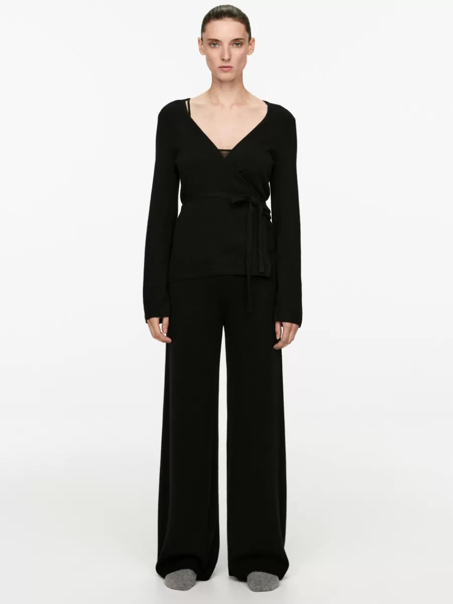 Best ARKET Wide Cashmere-Wool Trousers Black