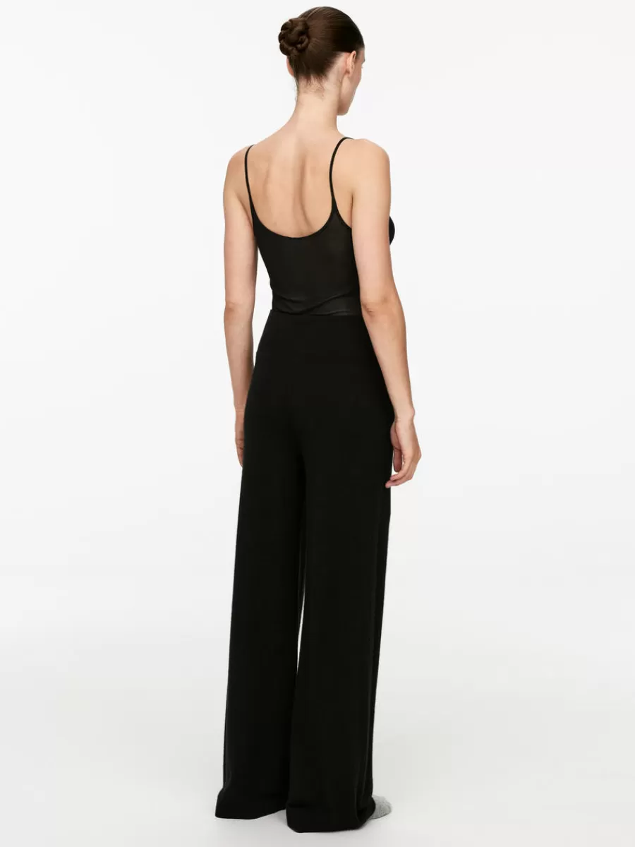 Best ARKET Wide Cashmere-Wool Trousers Black