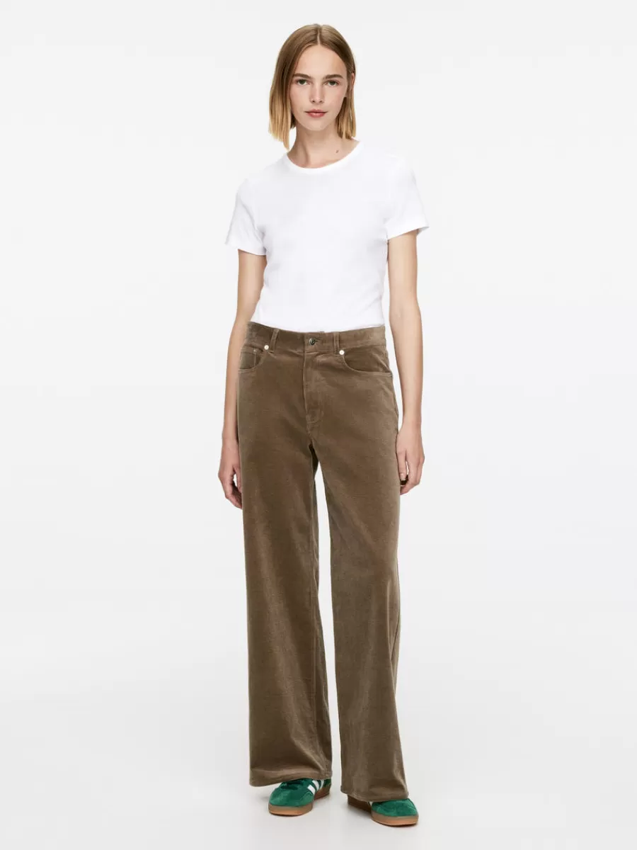 Online ARKET Wide Corduroy Trousers Mole