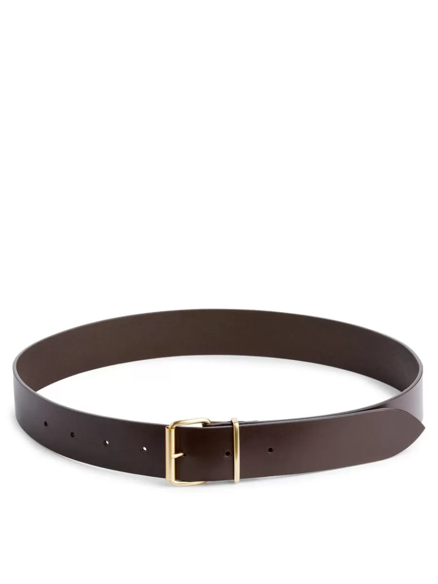Fashion ARKET Wide Leather Belt Dark Brown