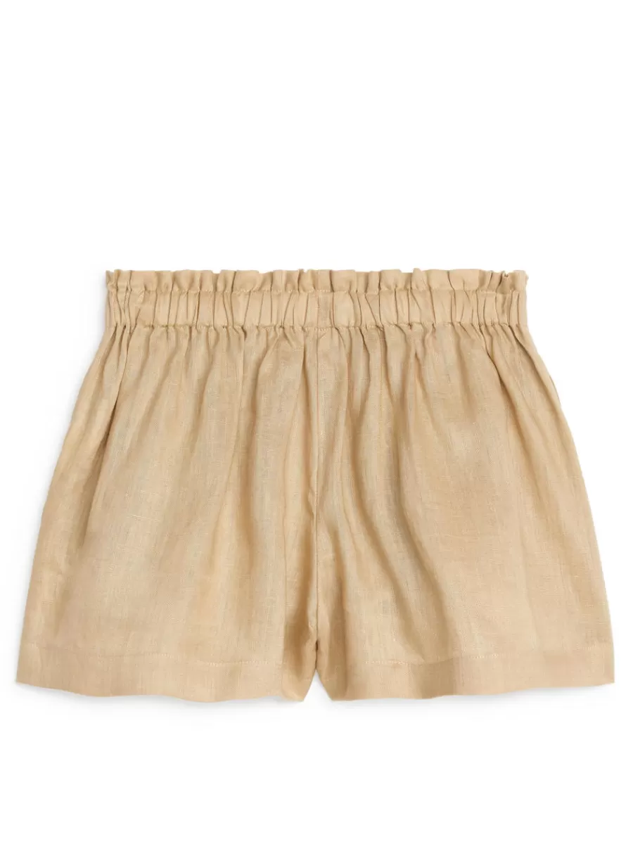 Sale ARKET Wide Linen Shorts Beige