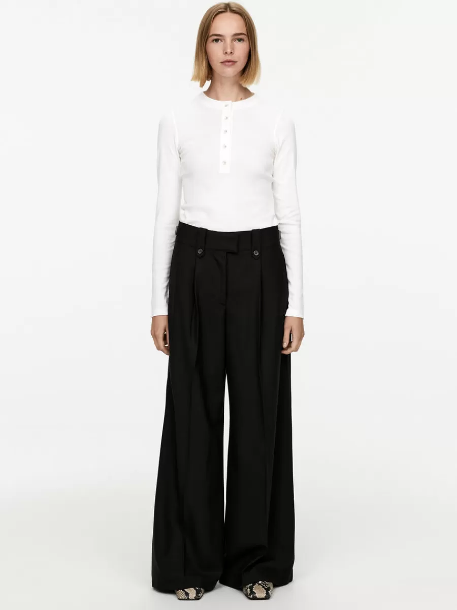 Cheap ARKET Wide Twill Trousers Black