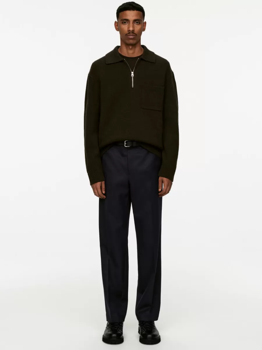 Sale ARKET Wide Wool Trousers Dark Blue