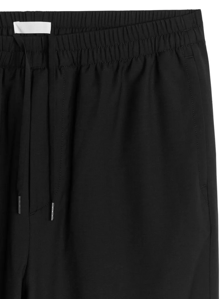 Clearance ARKET Wide Wool Trousers Black