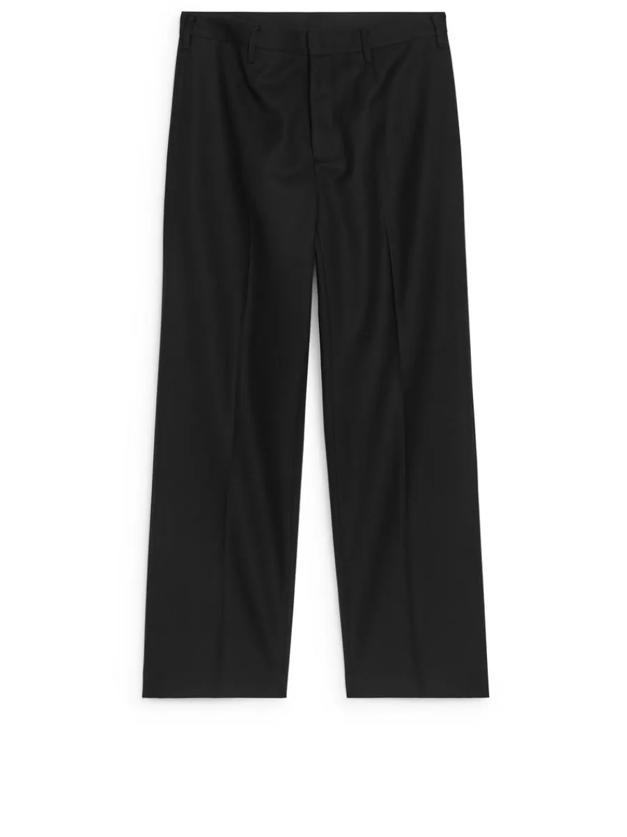Best ARKET Wide Wool Trousers Black