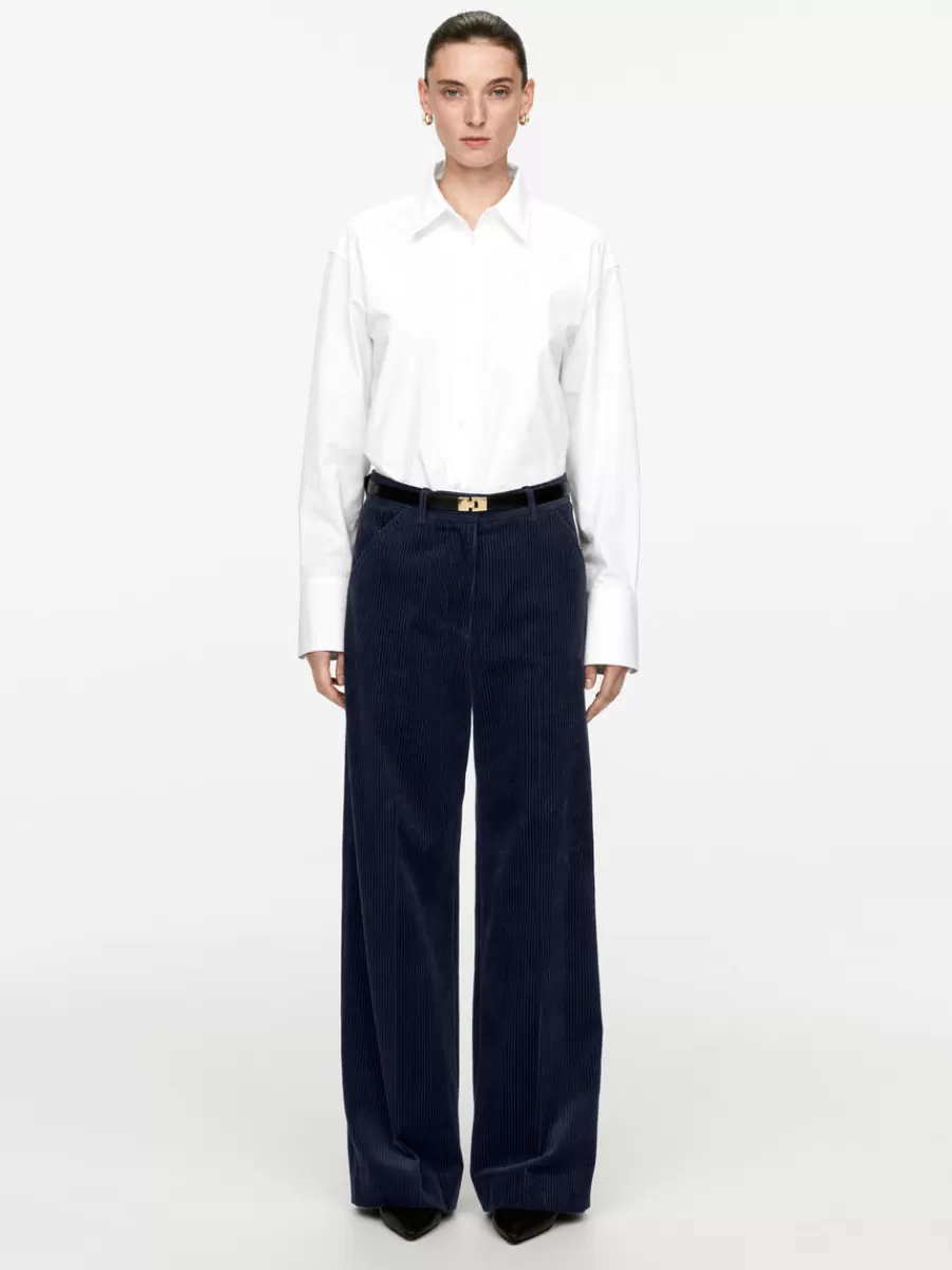 Hot ARKET Wide-Leg Corduroy Trousers Dark Blue
