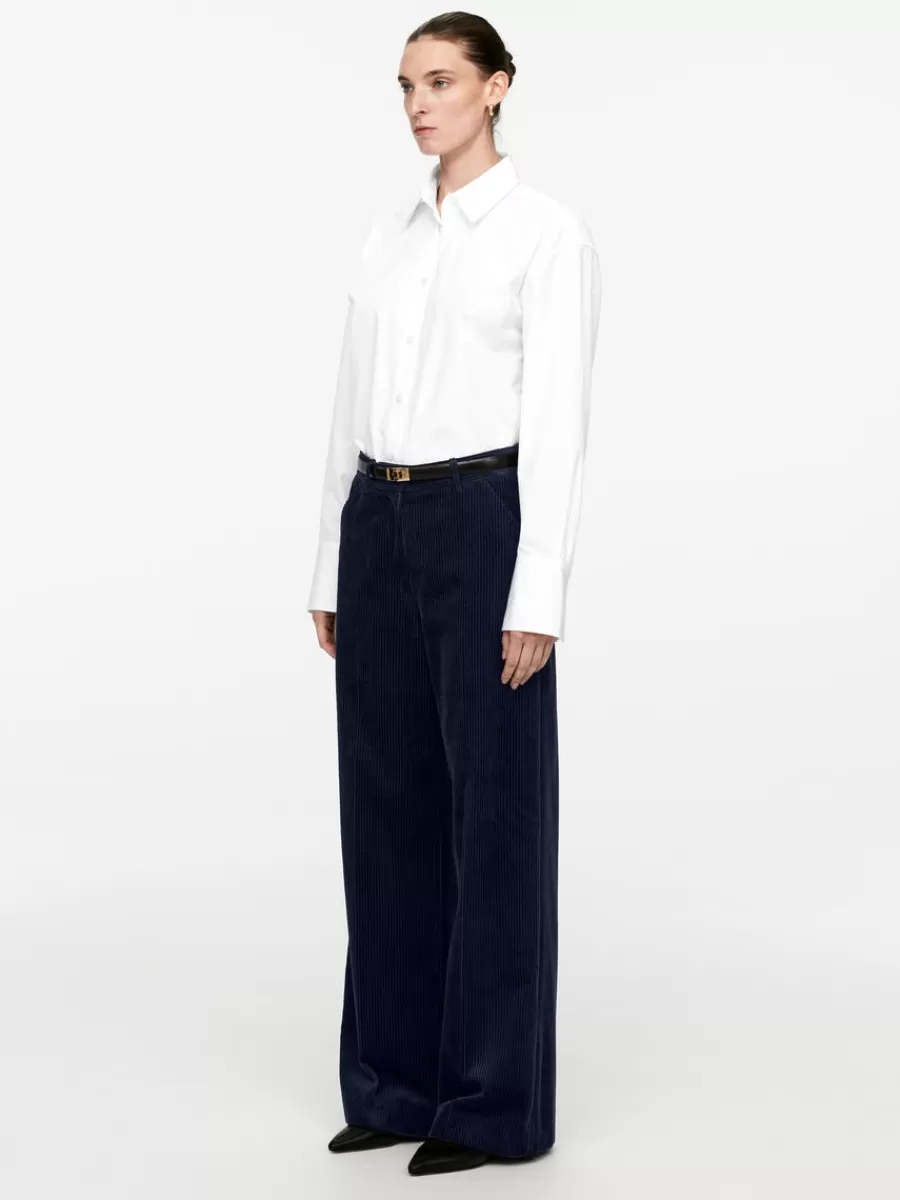 Hot ARKET Wide-Leg Corduroy Trousers Dark Blue