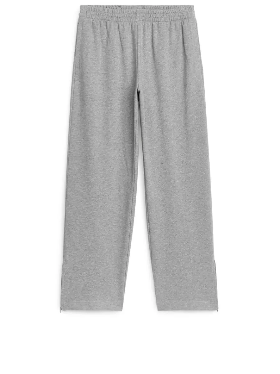 Store ARKET Wide-Leg Slit Sweatpants Grey Melange
