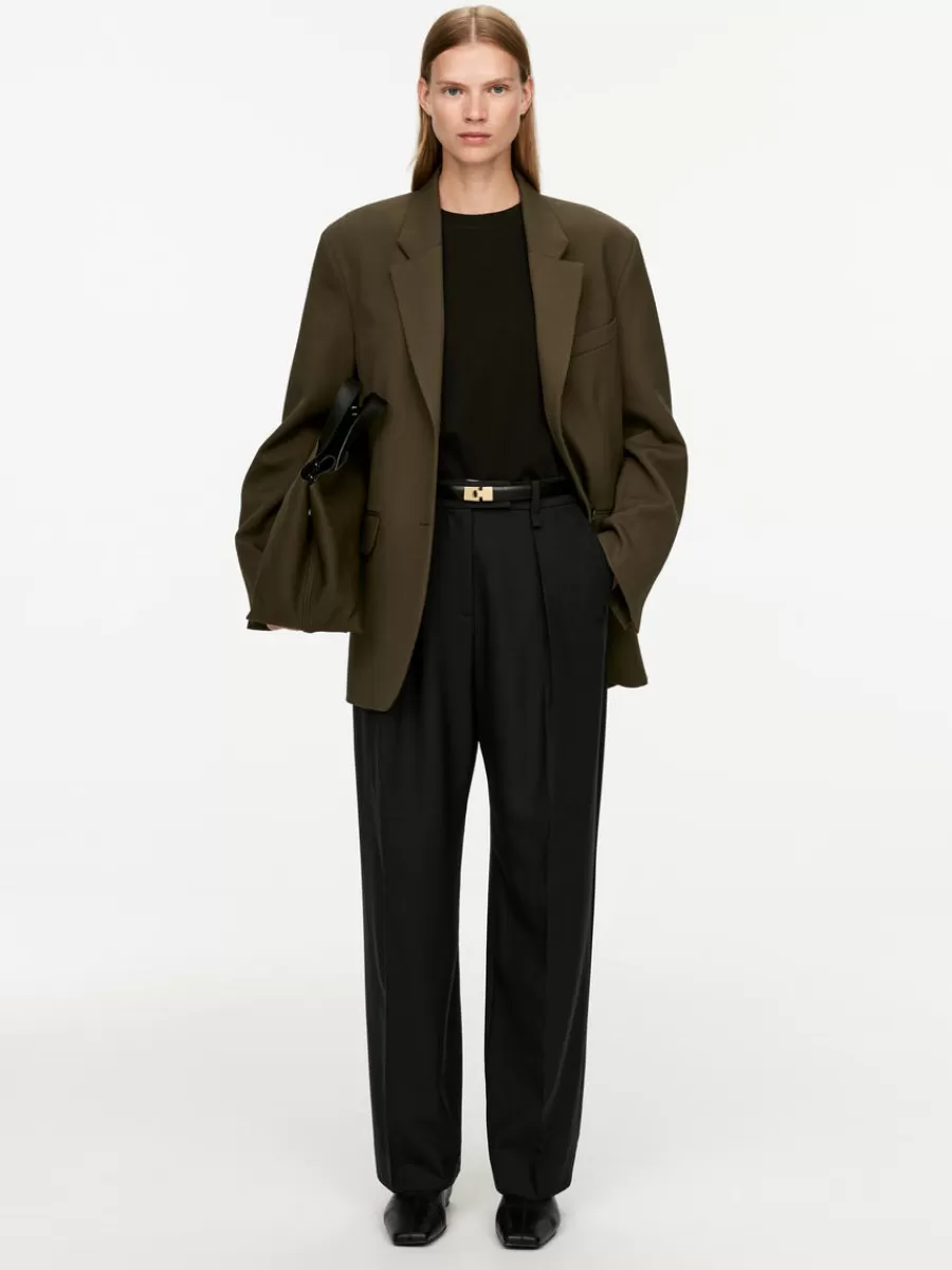 Outlet ARKET Wool Blend Twill Trousers Black