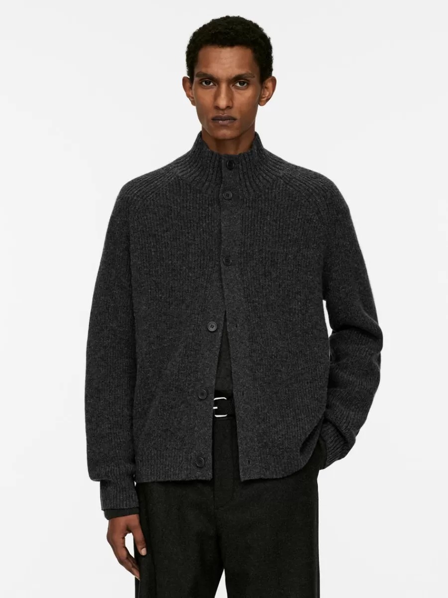 Online ARKET Wool Cardigan Dark Grey