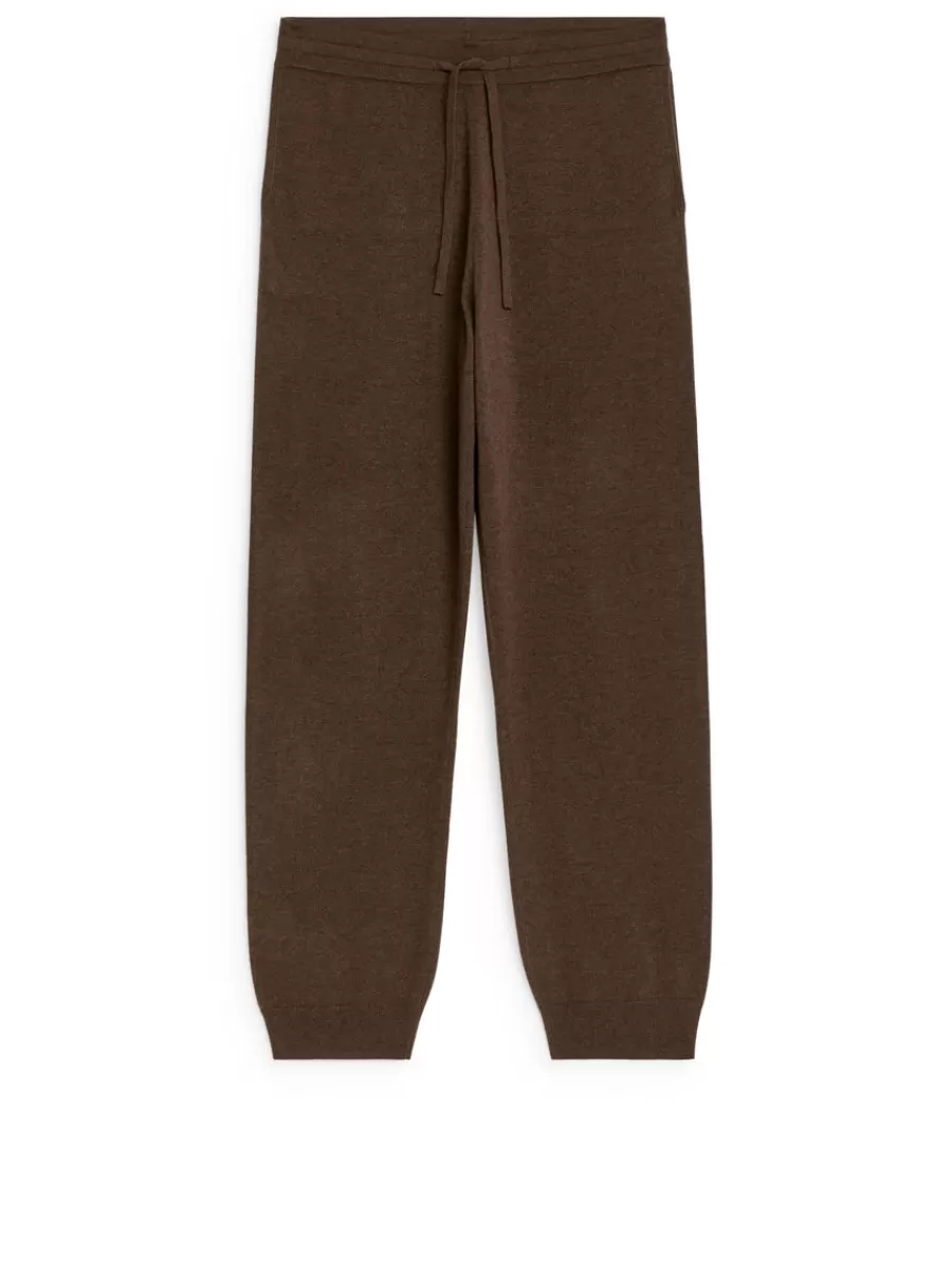 Discount ARKET Wool Cashmere Knitted Trousers Dark Mole