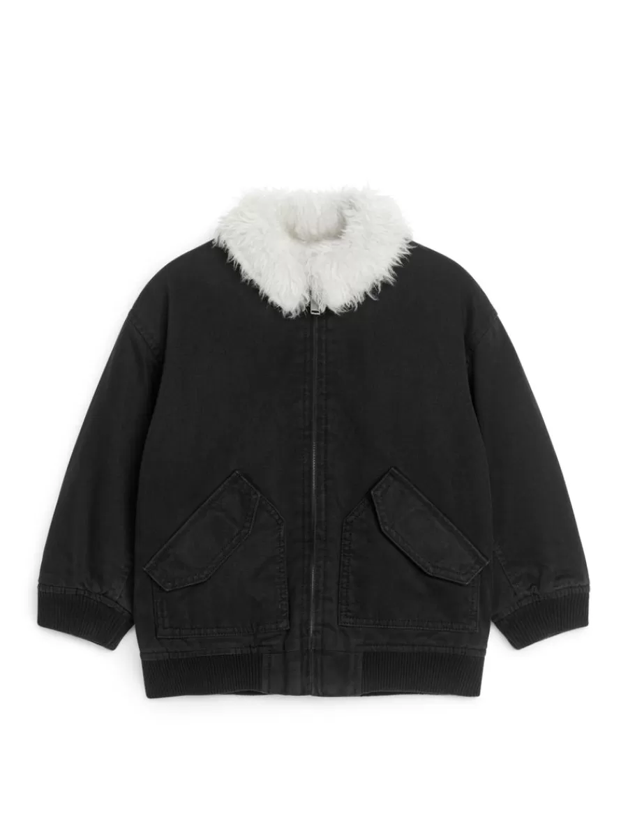 Cheap ARKET Wool Collar Jacket Black