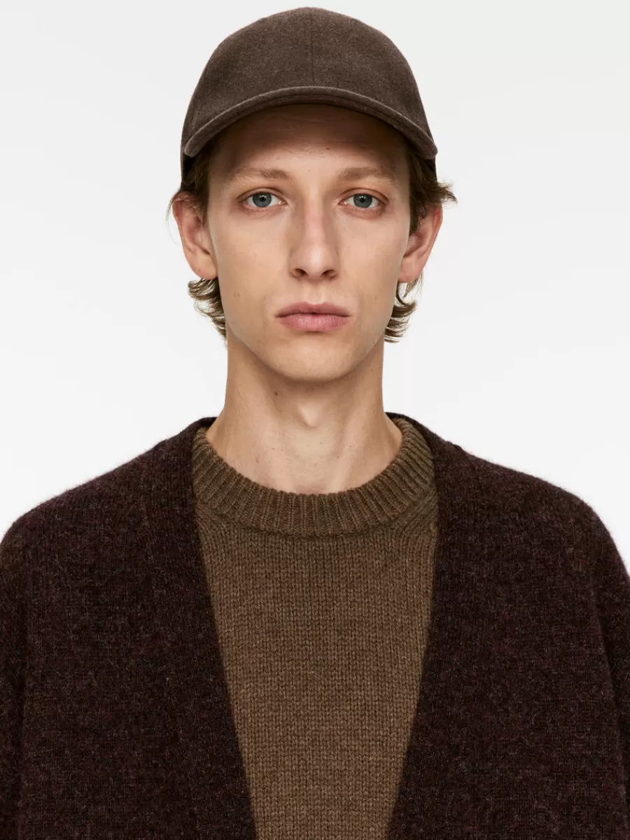 Shop ARKET Wool Felt Cap Dark Brown Melange