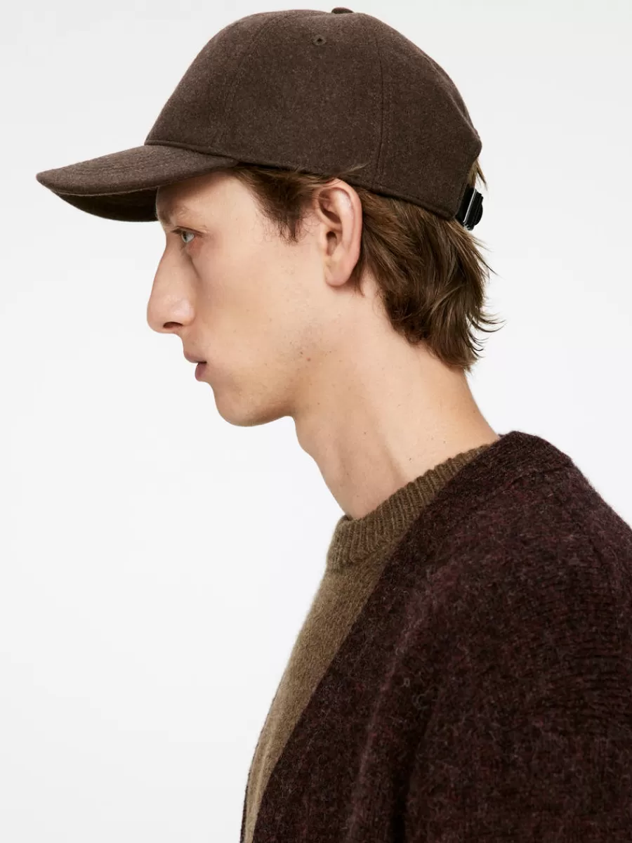Shop ARKET Wool Felt Cap Dark Brown Melange