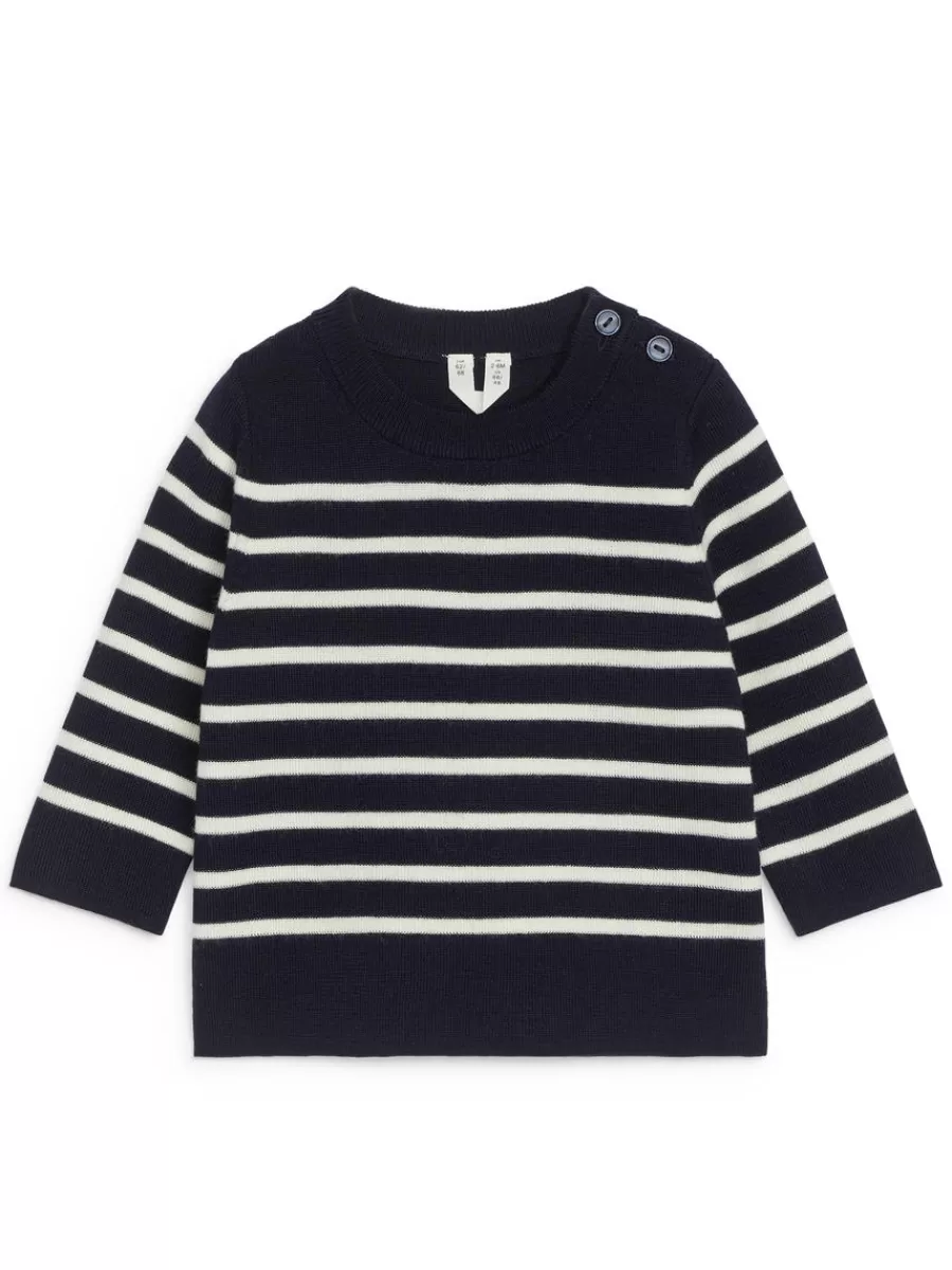 New ARKET Wool Jumper Dark Blue/Off White
