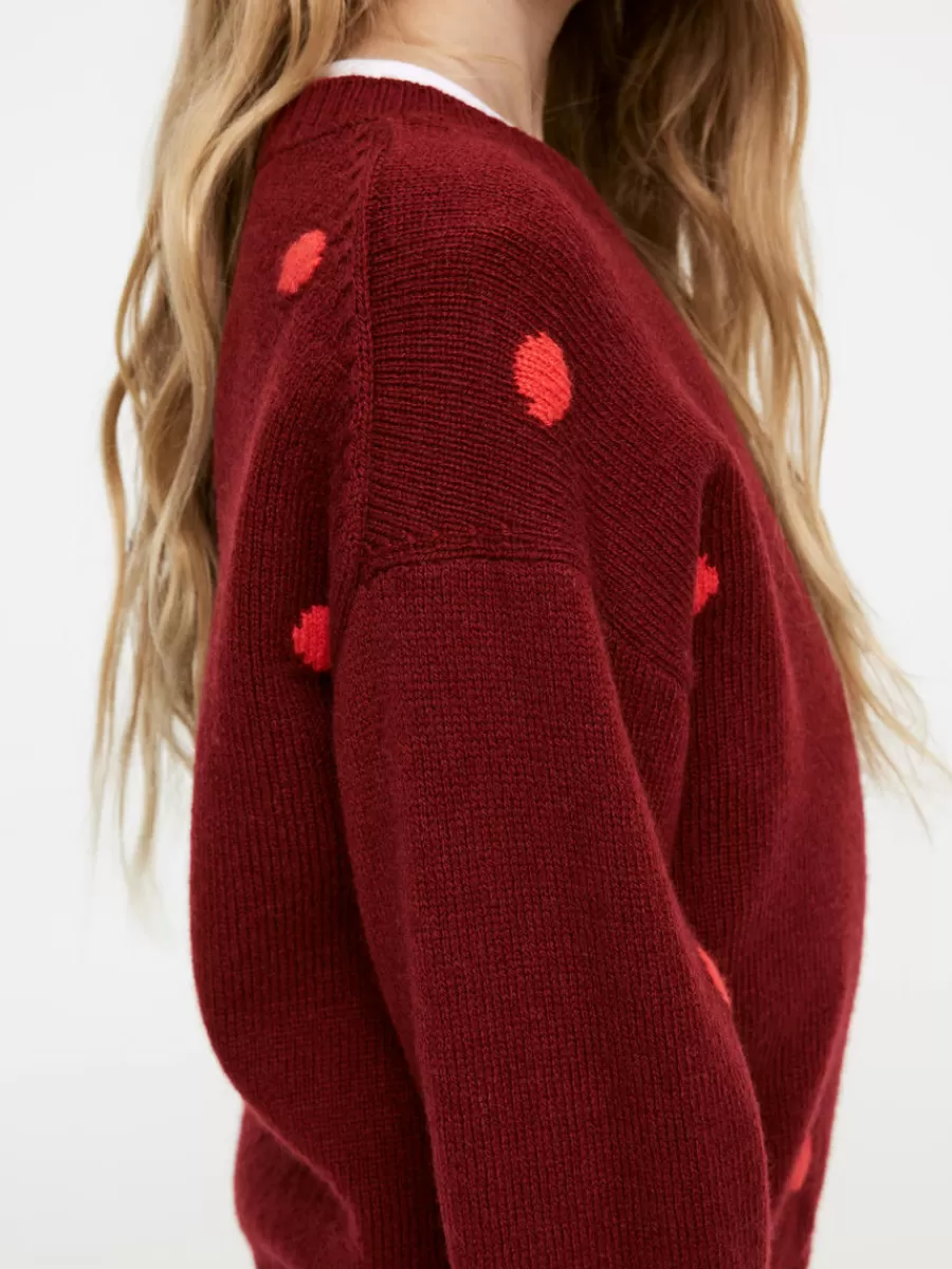Discount ARKET Wool Jumper Burgundy/Red Dots
