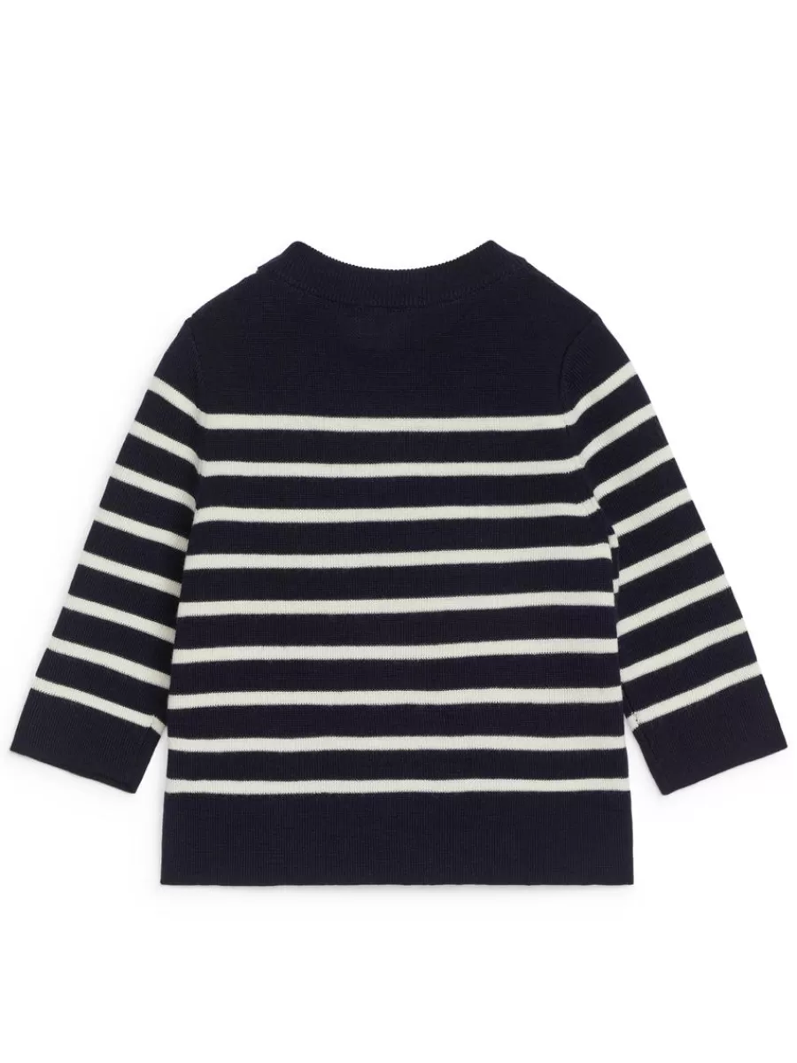 New ARKET Wool Jumper Dark Blue/Off White