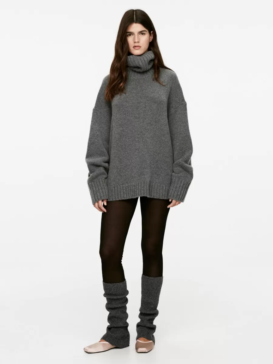 Online ARKET Wool Leg Warmers Dark Grey Melange