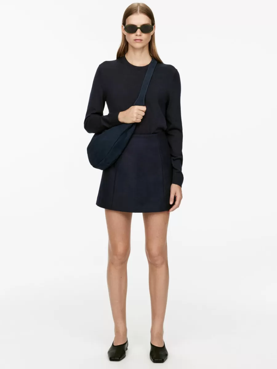 Clearance ARKET Wool Mini Skirt Dark Blue