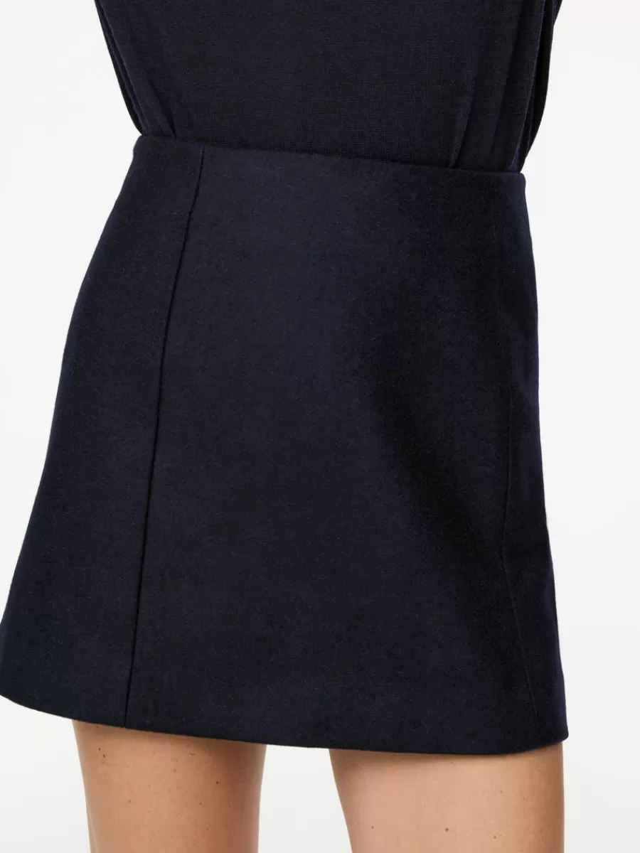 Clearance ARKET Wool Mini Skirt Dark Blue