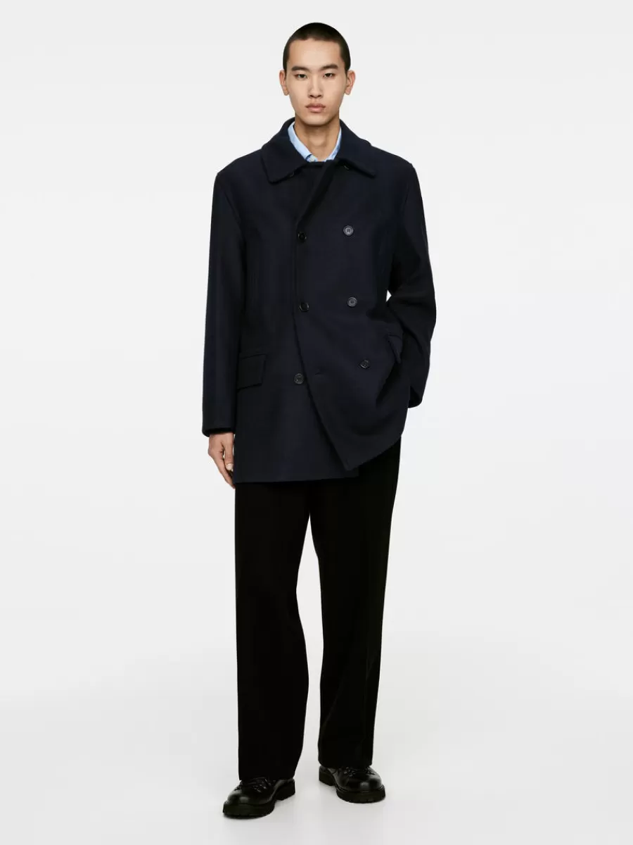 Clearance ARKET Wool Pea Coat Dark Blue