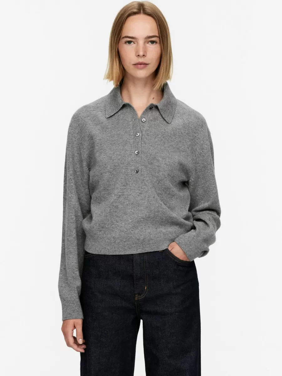 Fashion ARKET Wool Polo Jumper Grey