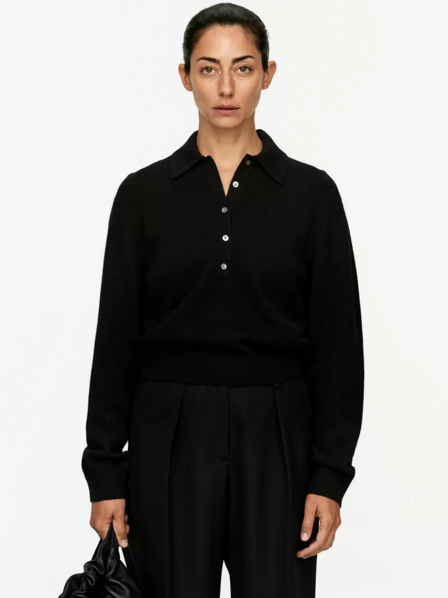 Discount ARKET Wool Polo Jumper Black