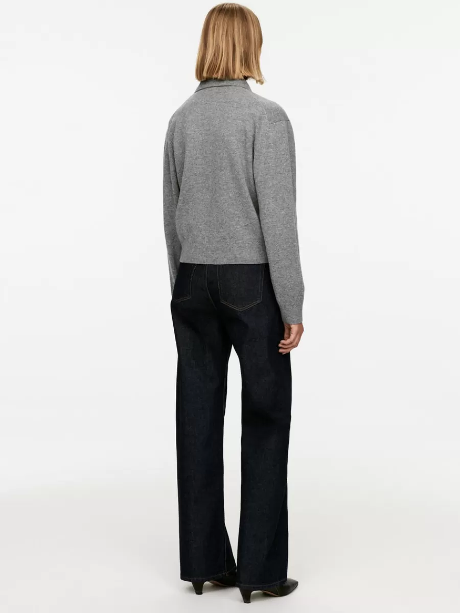 Fashion ARKET Wool Polo Jumper Grey