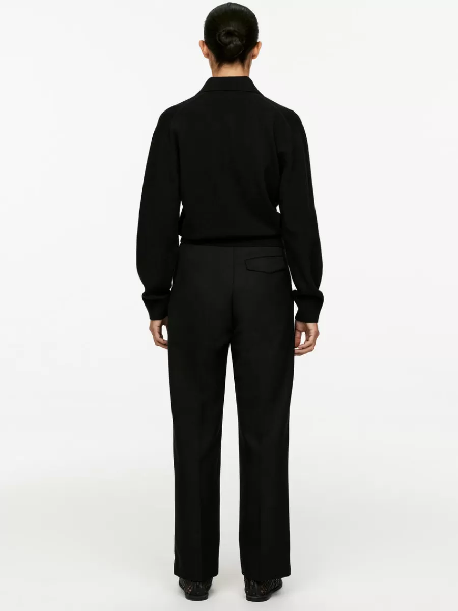 Discount ARKET Wool Polo Jumper Black