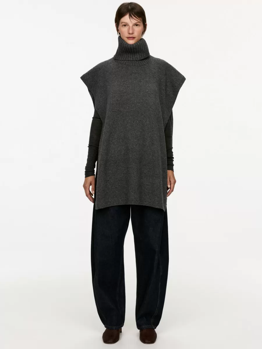 Store ARKET Wool Poncho Dark Grey Melange