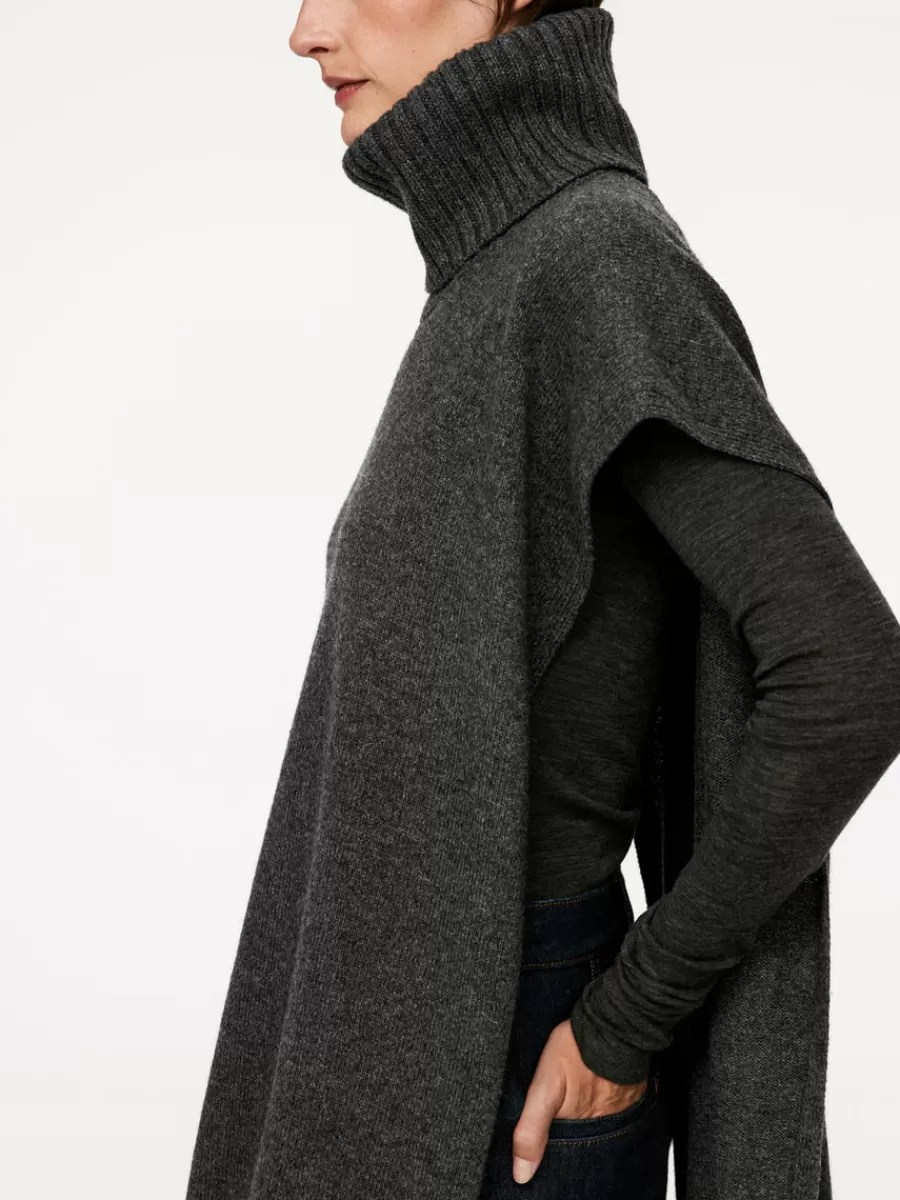 Store ARKET Wool Poncho Dark Grey Melange