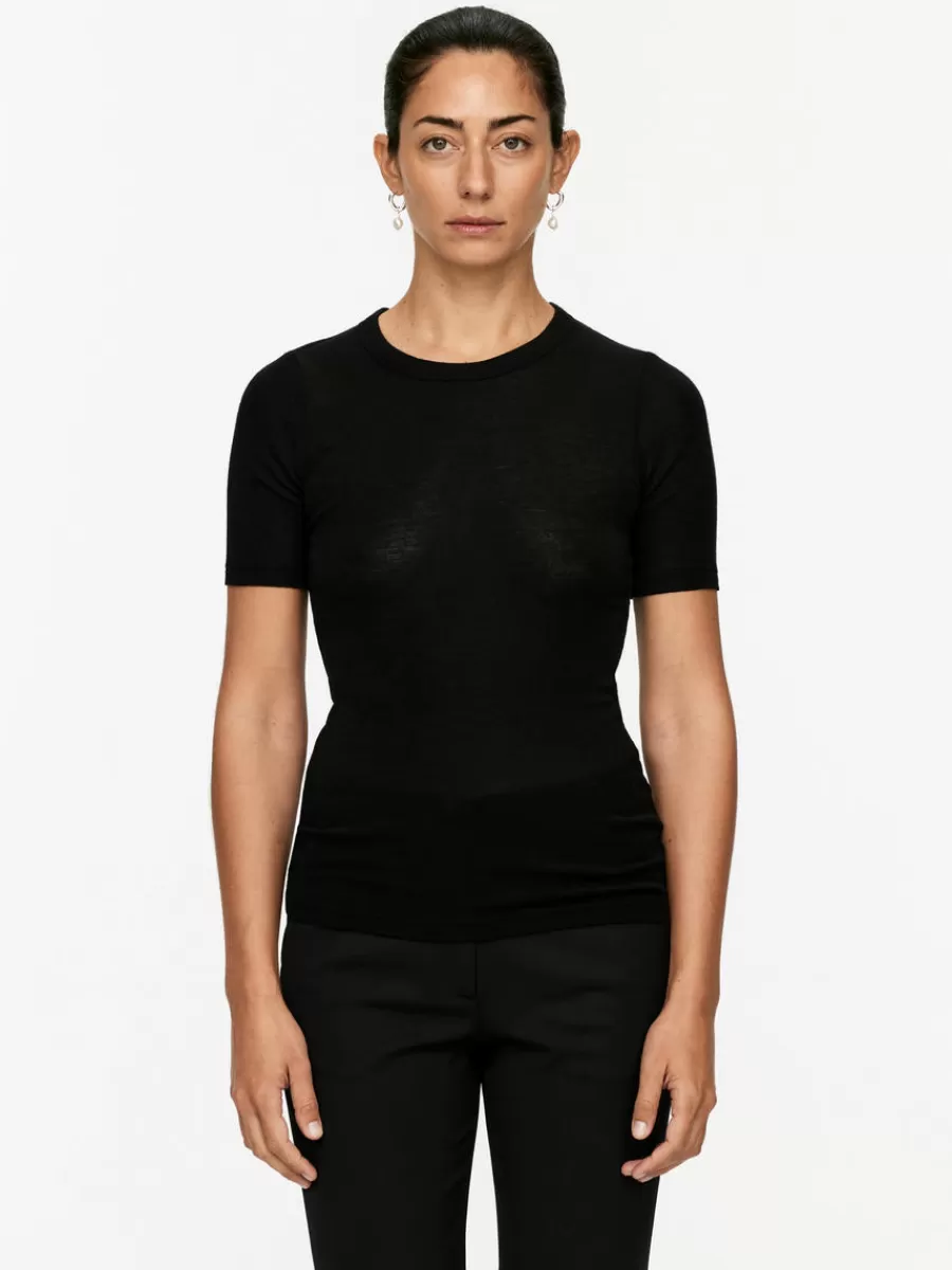 Best Sale ARKET Wool Rib T-Shirt Black