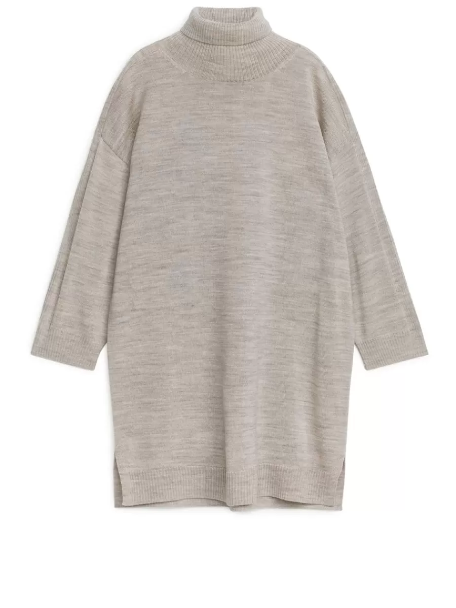 Store ARKET Wool Roll-Neck Dress Oat Melange