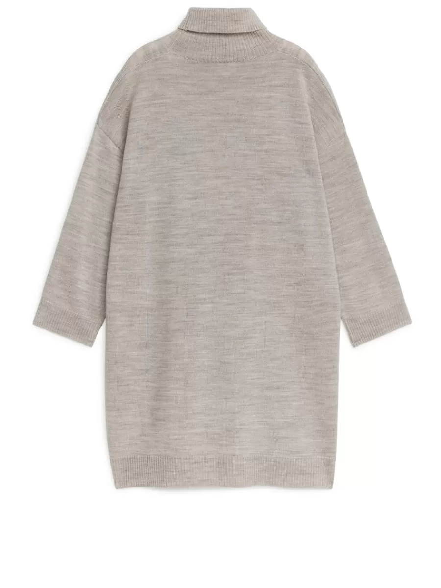 Store ARKET Wool Roll-Neck Dress Oat Melange