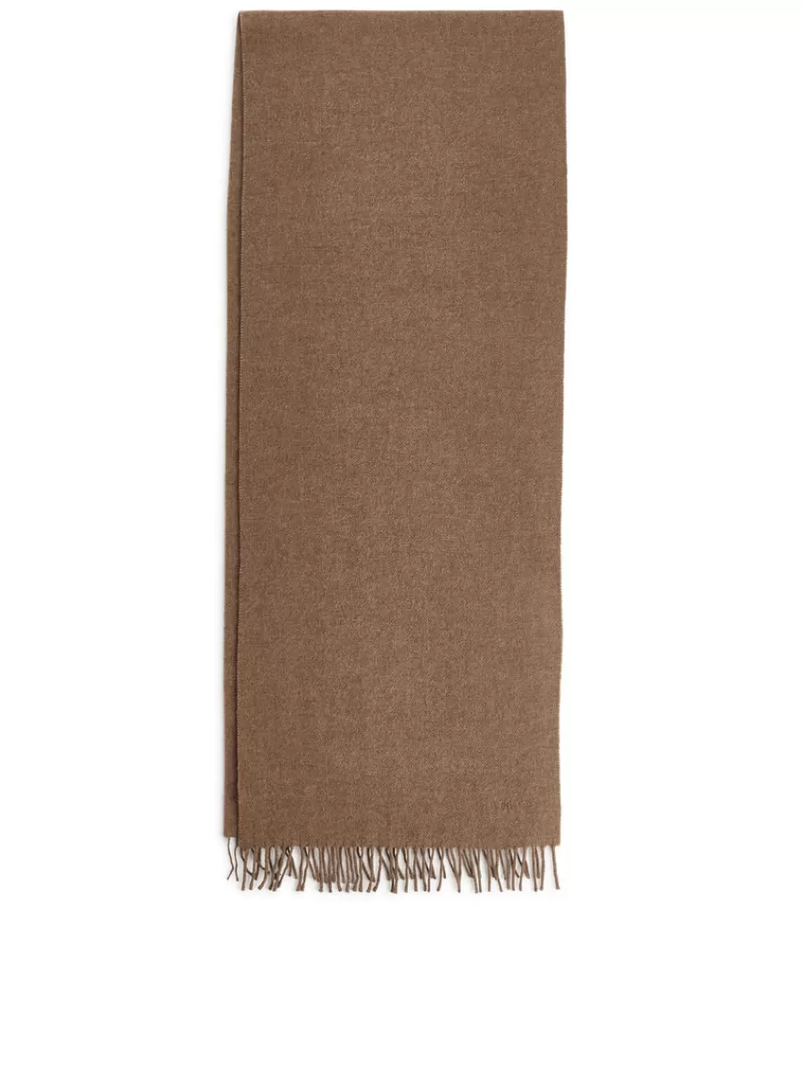 Discount ARKET Wool Scarf Dark Beige