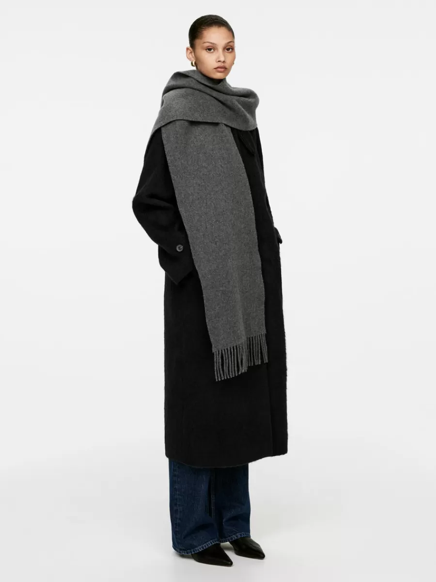 New ARKET Wool Scarf Grey Melange