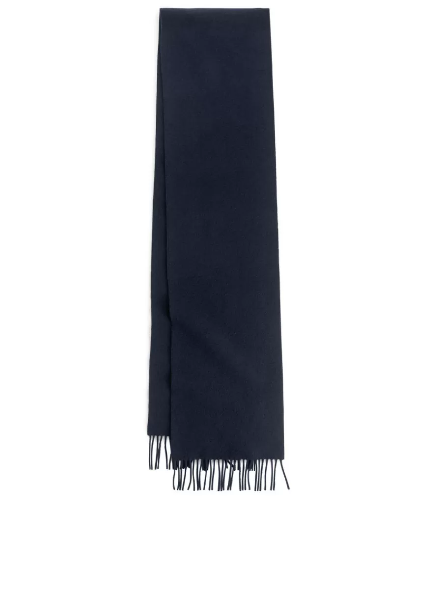 Cheap ARKET Wool Scarf Dark Blue