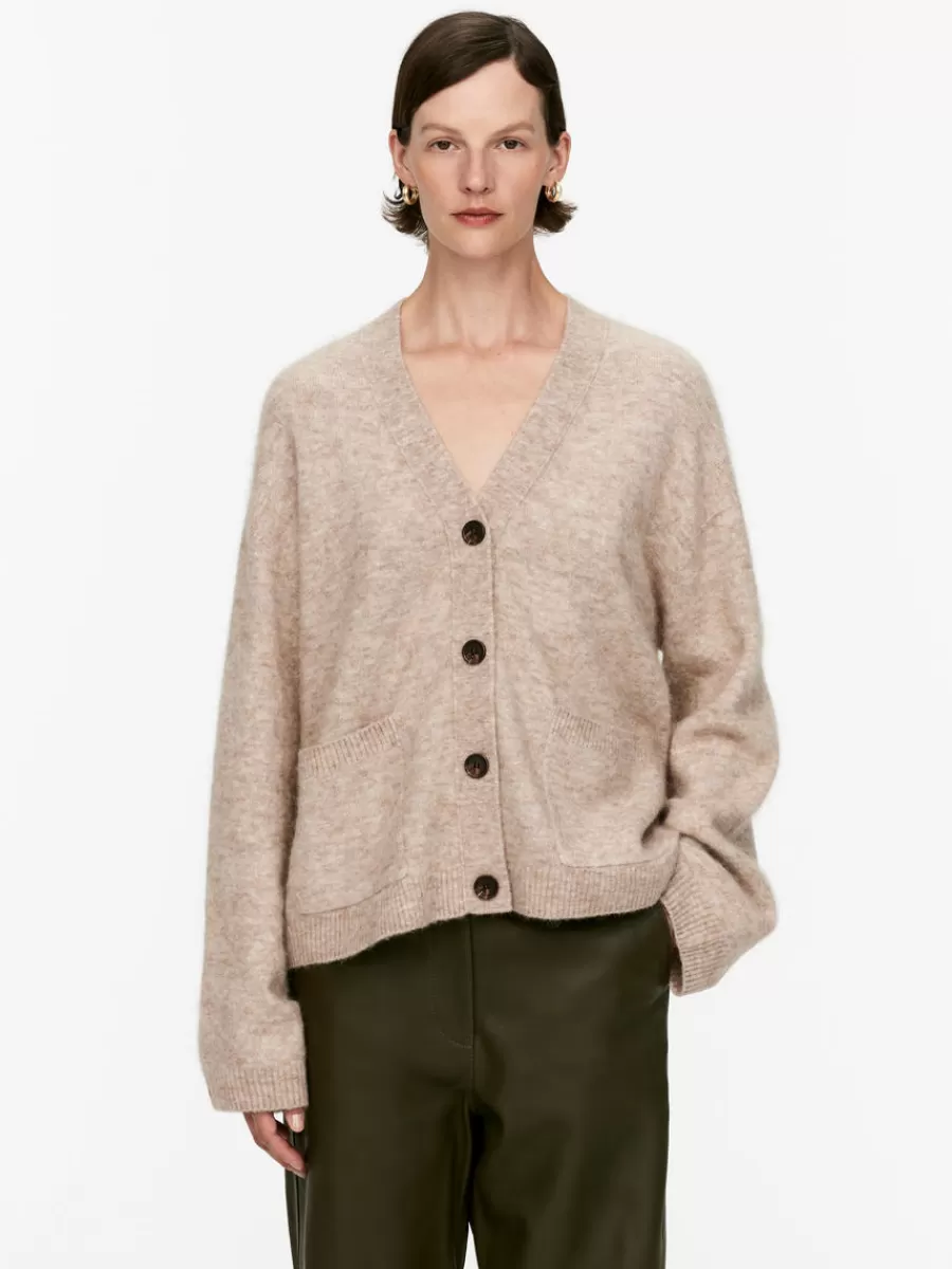 Cheap ARKET Wool-Alpaca Blend Cardigan Oat Melange