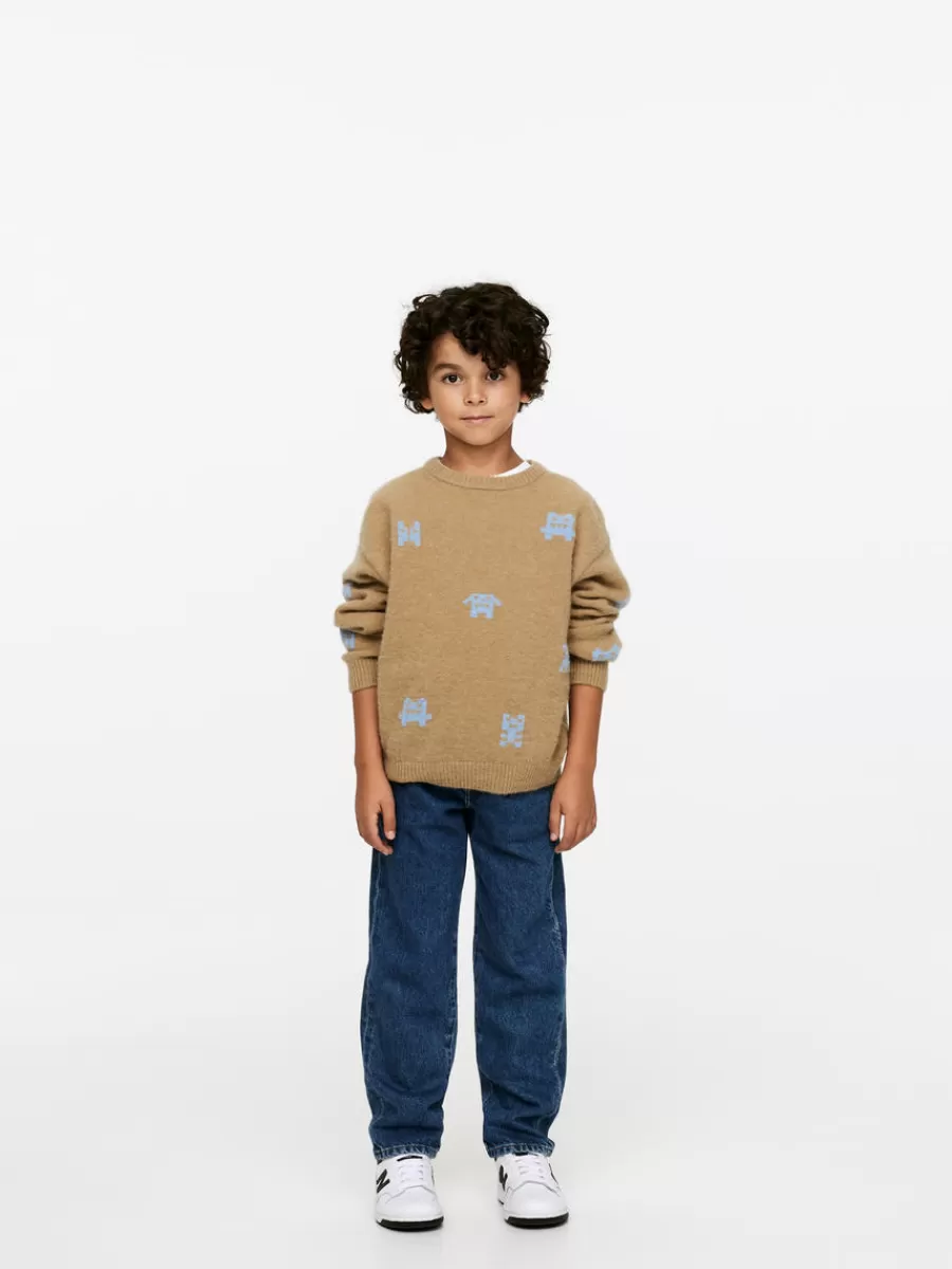 Cheap ARKET Wool-Alpaca Blend Jumper Beige/Blue Monsters